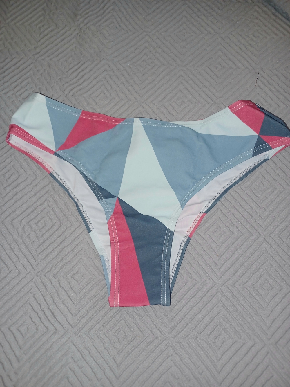 Women's Geo-Print Bikini Bottom - Pink & Gray